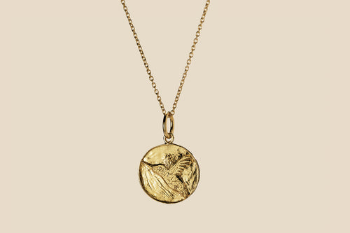 Hummingbird spirit animal amulet necklace in 18k gold vermeil