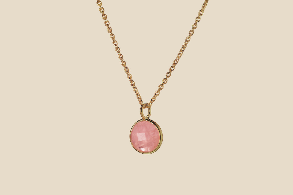 Rose Quartz crystal pendant in 18k gold-plated 925 silver